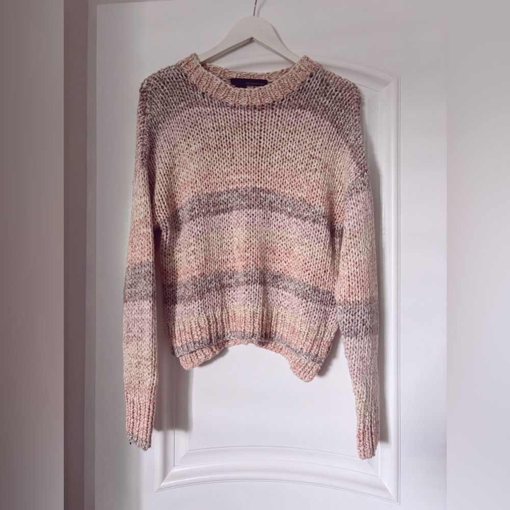 360 SWEATER | Chunky Knit Striped Pastels Cropped Sweater